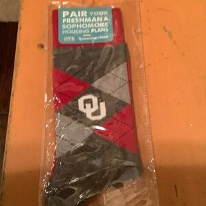 Brand New University of Oklahoma Gray and Red Argyle Socks